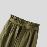 WIAOFELLAS  -  Men Pants Solid Color Lace Up Joggers Casual Cargo Pants Men Streetwear Loose Pockets Fashion Leisure Male Long Trousers