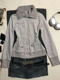 Wiaofellas  -  Harajuku Streetwear Vintage 90s Button Hooded Sweatshirts Casual Grunge Aesthetic Stand Neck Jacket Y2k Loose Outfit Outerwear