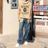 WIAOFELLAS  -  Summer New Men's Hooded Sleeveless T-shirt American Retro Fashion Trend Street Casual Loose Breathable Niche Men's Tops
