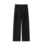 WIAOFELLAS  -  Grey Black Suit Pants Men Fashion Society Mens Dress Pants Korean Loose Straight Pants Mens Office Formal Trousers Plus Size