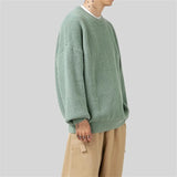 WIAOFELLAS  -  New Winter Retro Sweater Men Harajuku Knitted Solid Jumpers Oversized Streetwear Hip Hop Men Casual Warm Green Pullover Sweaters