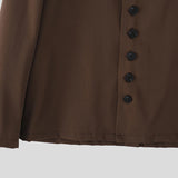 WIAOFELLAS  -  Men Blazer Solid Color O-neck Long Sleeve Button Casual Male Suit Streetwear 2026 Spring Fashion Leisure Thin Coats Men