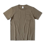 WIAOFELLAS  -  265g Thick Retro Cotton Heavy T-shirts Seamless Round Neck Pocket Short-sleeved Tshirts Men Tops Tee Breathable Skin-friendly