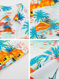 Wiaofellas  -  Hawaii Cec Ultra ular Couples ort Sve Beach Floral irt Men Loose Ins Hong Kong Sle Japanese Retro Outerwear Trendy