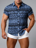 Wiaofellas  -  Men's Ethnic Style Short-Sleeve Floral Shirt, Summer Men's Short-Sleeve Floral Shirt