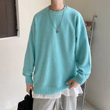 WIAOFELLAS  -  Men Sweaters Solid Color Oversized Long Sleeve Autumn Winter Streetwear Pullovers Knitwear