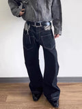 WIAOFELLAS  -  Fashion Baggy Denim Pants For Mens 2025 Spring Summer Trendy Pockets Patchwork Jean Trousers Vintage Men Loose Straight Jeans