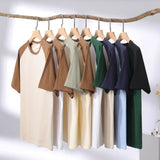 WIAOFELLAS  -  Summer Men's 245g Heavy Pure Cotton Short Sleeve T Shirt Trendy Brand Casual Streetwear Basic Top Loose T-shirt for Women