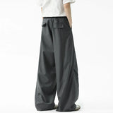 WIAOFELLAS  -  Korean Style Men's Pants Pleated Design Solid Color Straight Loose Machete Trousers Wide Leg Casual Male Bottom New