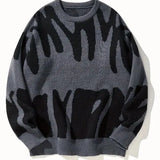 WIAOFELLAS  -  New European and American Style Velvet Thickened Printed Sweater Men in Autumn and Winter