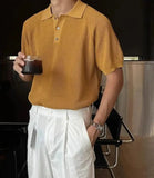 WIAOFELLAS  -  Cooling Polo Shirt Men 3D Honeycomb Knit Tech Breathable Fabric Oversized Collar Streetwear Essentials