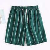WIAOFELLAS  -  Summer Fashion New Men's Striped Shorts Loose Straight Leg Trendy Sports Retro Casual Five Quarter Pants For Male Shorts