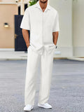 WIAOFELLAS  -  (Shirt+Pants) Summer new arrival Men Fashion Classic Shirt men Business Casual Shirts Men A Set Of Clothes