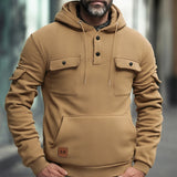 WIAOFELLAS  -  New Autumn and Winter Workwear Pullover Men's Hoodie Retro Multi Pocket Fashionable Casual Commuting Loose Sports Plus Size Top