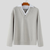 WIAOFELLAS  -  Men Shirt Patchwork Lapel Long Sleeve Korean Style Casual Men Clothing Streetwear Loose Fashion Male Shirts S-5XL