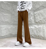 WIAOFELLAS  -  Brown Suit Pants Men Fashion Society Mens Black Dress Pants Korean Loose Straight Flared Pants Mens Office Formal Trousers M-2XL