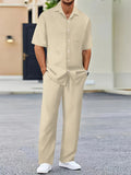 WIAOFELLAS  -  (Shirt+Pants) Summer new arrival Men Fashion Classic Shirt men Business Casual Shirts Men A Set Of Clothes