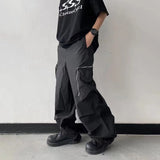 Wiaofellas  -  Black Baggy Cargo Pants Fashion Harajuku Straight Trousers Men's Y2K Vintage Baggy Casual Pocket Streetwear Hip Hop Korean Style