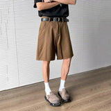 WIAOFELLAS  -  Summer Simple Men's Jeans Solid Color Menswear Sport Washing Straight Wide Leg Loose Cleanfit Male Denim Shorts