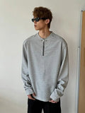 WIAOFELLAS  -  Autumn Trendy American Long Sve T-irt Men's Base irt f Zipper Hoodie Bla Retro Youth Casual Loose Fit round
