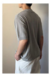 WIAOFELLAS  -  Fashion Men's Knit Hollow Out Texture Solid Color Shirts Trendy Single-breasted Lapel Casual Tops Male Summer
