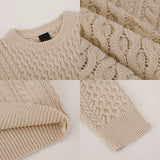 Wiaofellas Trend Korean Cable-knit Sweater Autumn Winter New Round Neck Oversized Kintting Topr Casual Loose Kinttwear Top 2A0770