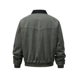 WIAOFELLAS  -  Loose Contrast Paneled Zipper Jeans Coat Mens Lamb Fleece Denim Jacket Washed Distressed Streetwear Cpwboy Top