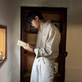 WIAOFELLAS  -  Stripe Long Sleeve Shirt Men Early Autumn High Quality Texture Casual Wrinkle Free Drape