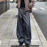 Wiaofellas  -  Summer New Men's Solid Color Straight Suit Trousers Harajuku Retro Casual Fashion Trend Simple Loose Breathable Men's Bottoms