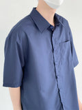 WIAOFELLAS  -  New Men's Casual Business Solid Color Short Sleeve Shirts Classic Pocket Button Up Cargo Shirt Y2K Streetwear Basic Blouse