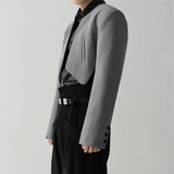 WIAOFELLAS  -  Men Blazer Solid Color Open Stitch Long Sleeve Streetwear Casual Irregular Suits Men Fashion Thin Crop Coats S-5XL