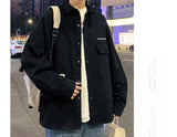 WIAOFELLAS  -  Jacket Men's Trendy Japanese Loose Shirt Collar Workwear Men's Trendy Casual Jacket