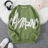 WIAOFELLAS  -  New Popular Spring Autumn Graffiti Jacquard Pattern Pullover Sweater Casual Round Neck Contrast Color Knitted Men's Pullover