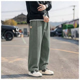 WIAOFELLAS  -  American high street workwear men spring and autumn new thin retro casual loose straight pants