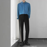 Wiaofellas  -  Slim-fitting Straight-leg Trousers for Men's Casual Pants Draped High-end Micro-cone Nine-point Suit Pants