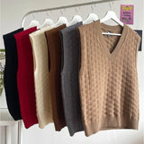 WIAOFELLAS  -  Men's Sweater Vest Autumn Basic Tops Casual Vest Men Fashion V-neck Sleeveless Lightweight Waistcoat Loose Coat Jacket Outerwear