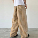 WIAOFELLAS  -  Men Plaid Pants Drawstring Joggers Loose Casual Straight Trousers Men Streetwear 2025 Fashion Male Long Pants S-5XL