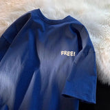 WIAOFELLAS  -  Men's Clothing Cotton T-Shirt Summer Short Sleeve Hong Kong Style Loose Fit Casual Trendy Solid Color Streetwear Top