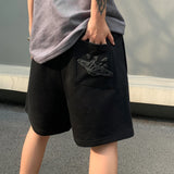 Wiaofellas  - Streetwear Letter Foam Broken Terry Summer Drawstring Shorts for Men and Women Summer Wide Leg Casual Oversized Five Point Pants