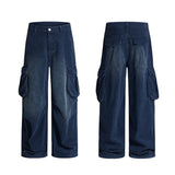 Wiaofellas  -  Autumn Winter Blue Corduroy Cargo Pant Men Women Japanese Streetwear Fashion Loose Casual Wide Leg Track Baggy Pant Man Trousers