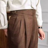 WIAOFELLAS  -  Fashion Vintage Men Pants British Style High Waist Business Casual Straight Trousers Spring Autumn Slim Fits Naples Kolger Pant