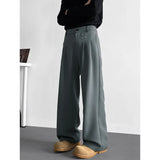 WIAOFELLAS  -  Grey Black Suit Pants Men Fashion Society Mens Dress Pants Korean Loose Straight Pants Mens Office Formal Trousers Plus Size