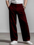 WIAOFELLAS  -  Fashionable Pleated Mens Loose Straight Pants Spring Summer Daily Casual Solid Color Suit Trousers For Men Leisure Trousers