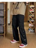 WIAOFELLAS  -  New Men Cargo Pants Harajuku Style Straight Casual Pants Men Solid Big Pockets Loose Wide Leg Design Trousers