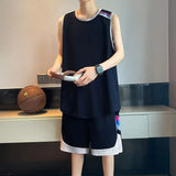 Wiaofellas  -  Men's Quick Dry Basketball Jersey Set Sleeveless Top and Shorts