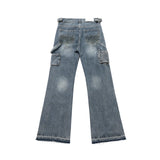 Wiaofellas  -  Streetwear Handmade Mud Dyed Dirty Blue Baggy Jeans for Men Distressed Hole Casual Patchwork Denim Trousers Oversized