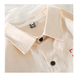 WIAOFELLAS  -  Casual Polo Shirt Black Beige Cartoon Pattern Shirt Men Unisex Classic Short Sleeve Top Shirt Streetwear Couple Button Top