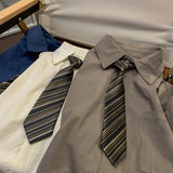 WIAOFELLAS  -  Short-sleeved Work Shirt Men's Summer Tie Handsome High-end Fashion Brand Trendy Couple College Style