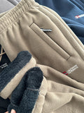 WIAOFELLAS  -  Thiened Fce Lined Straight Leg Casual Pants for Men And Women Couples Winter Warm Trousers Slim Fit Leisure Trousers