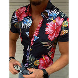 WIAOFELLAS  -  Men's Summer ort Sve irt Digital Print Loose Fit Polyester Fiber Briti Sle Collar Open Cardigan Youth Faion